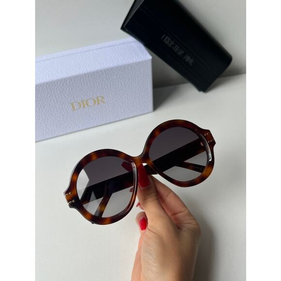 NEW Dior Signature R1U Round Sunglasses in Havana Brown - Picture 4 of 11